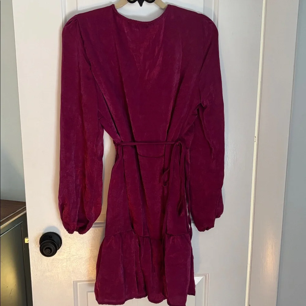 Lulu's Fuchsia Long Sleeve Wrap Dress - Picture 9 of 9